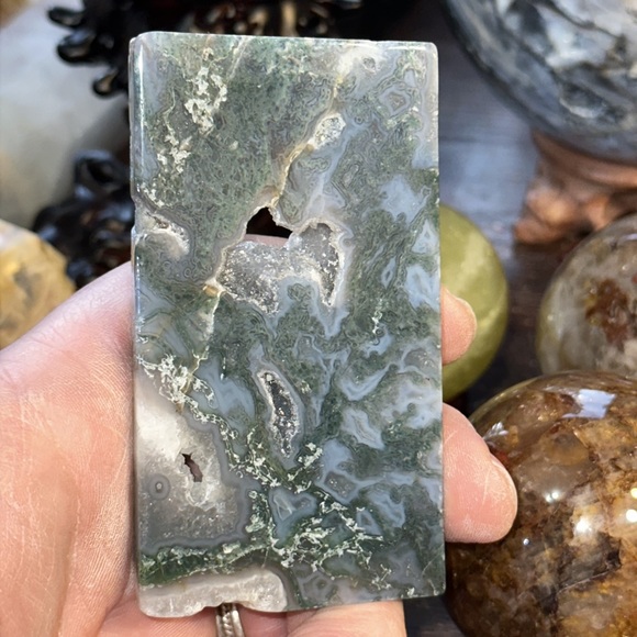 🔥SALE🔥 Moss Agate Crystal Slice With Druzy! - Picture 3 of 5